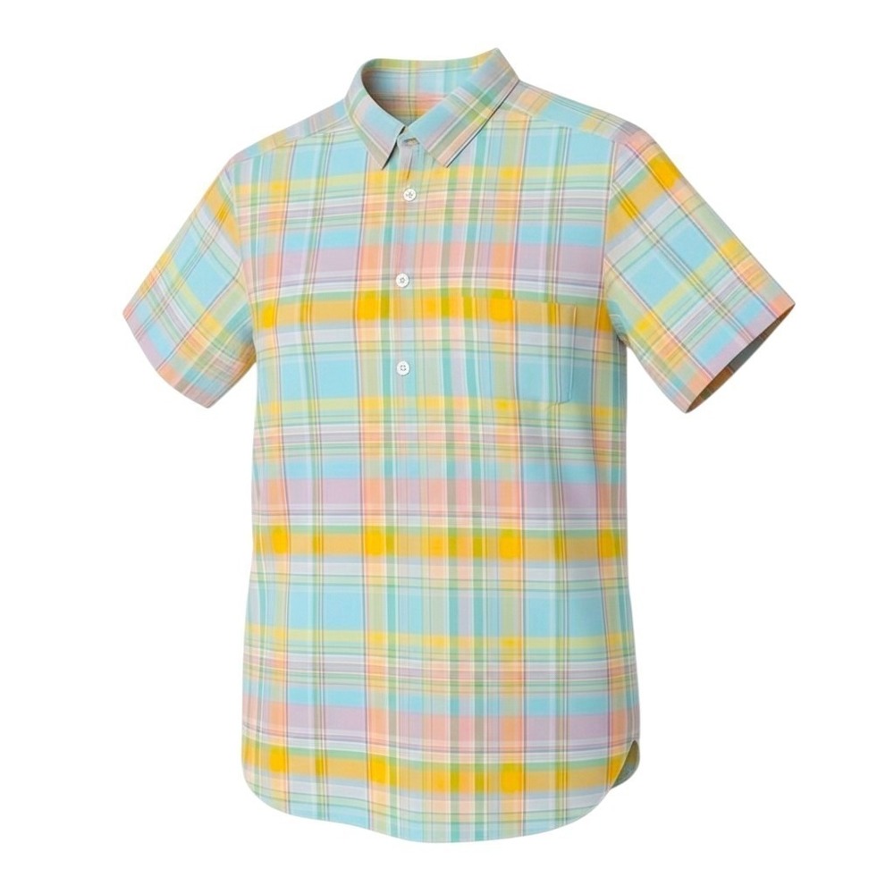 Polo Ralph Lauren Shirt L Plaid Beach Twill Mens Large S/S Button Pullover Camp